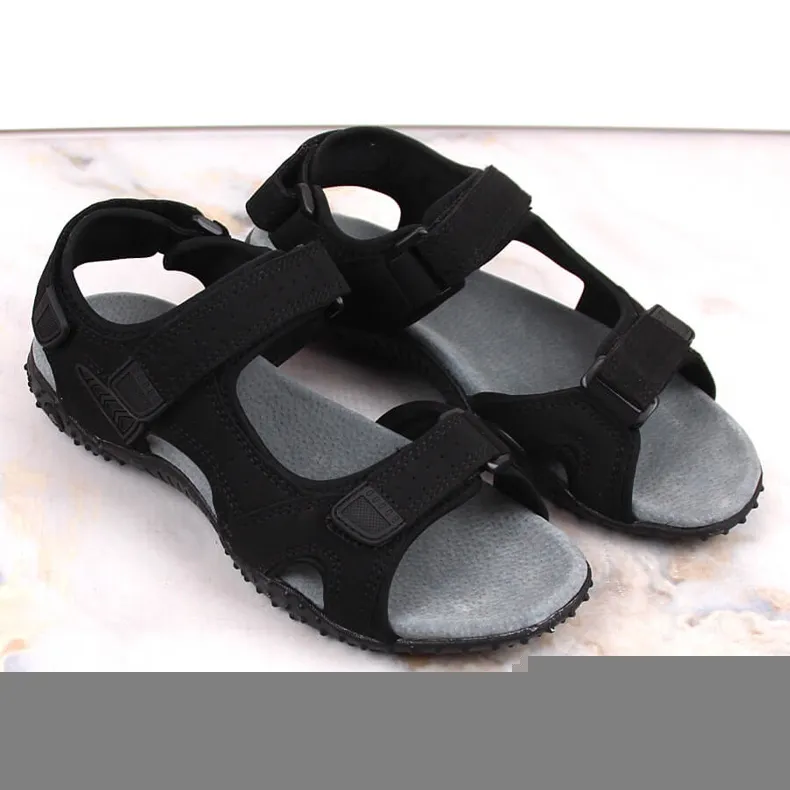 American Club zwarte sportsandalen met klittenband