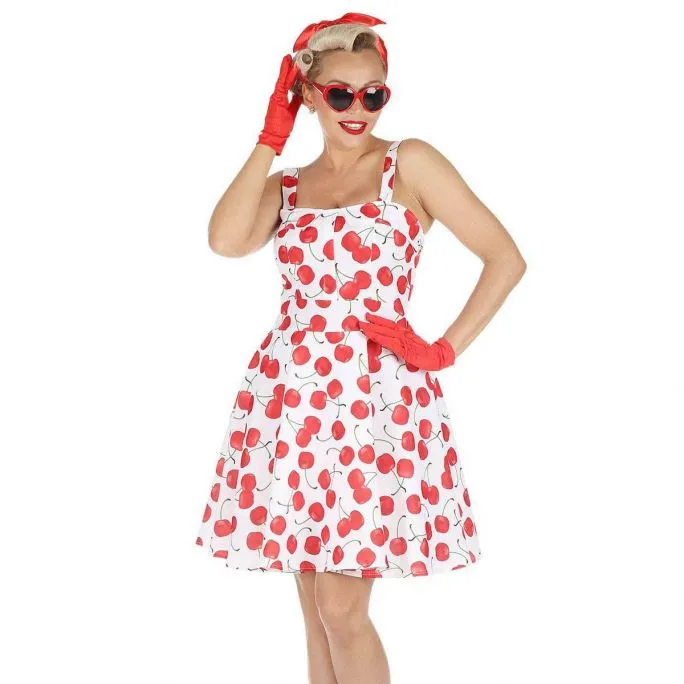 Modejurk 50's Kersen Wit